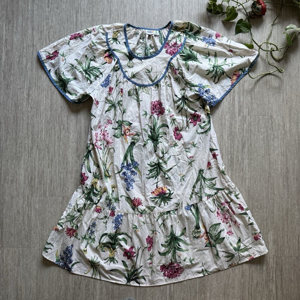 VTG 80S 90S COLORS APPEL MUUMUU HOUSE DRESS Floral PATIO DRESS